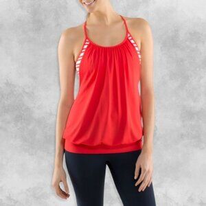Lululemon No Limits Tank Top Love Red Twin Stripe Moisture-Wicking Fabric W S